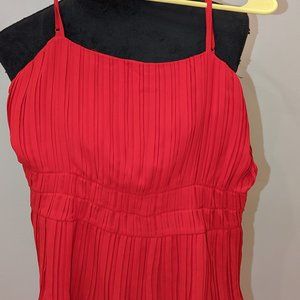 BEBE Spagetti Strap Red Chiffon Pleated Top 0